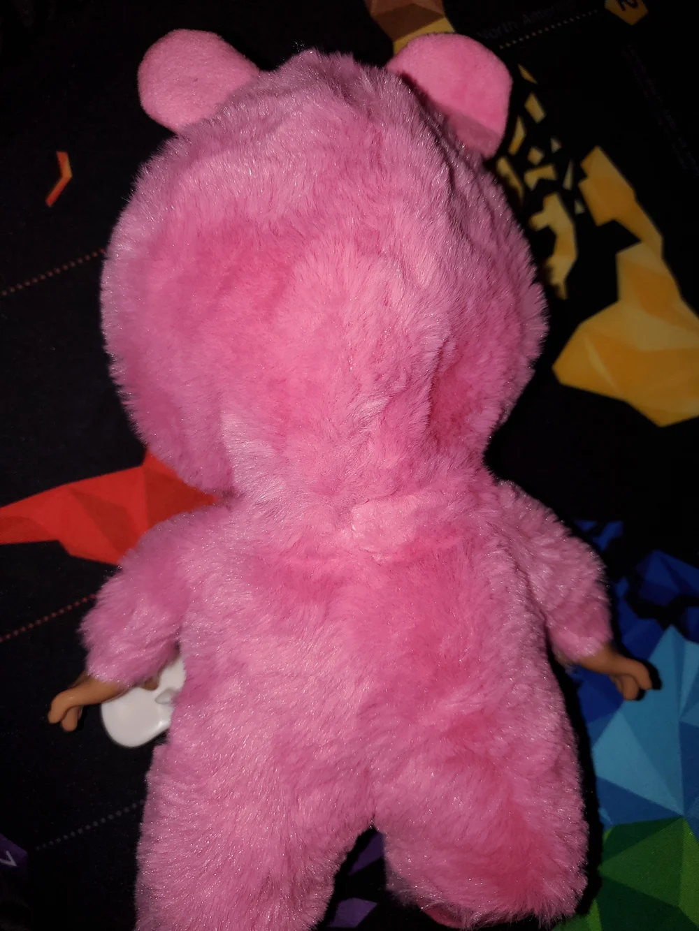Pink Hooded Plush Baby Doll with Tears and A Pacifier
